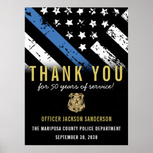 Póster Bandera de la Línea Azul del aniversario de la jub