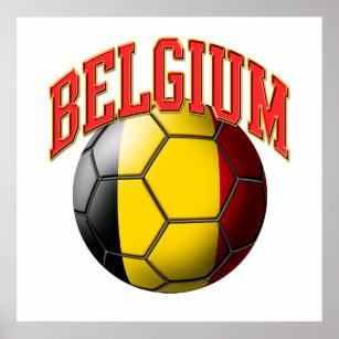 Póster Bandera de la pelota de fútbol de Bélgica