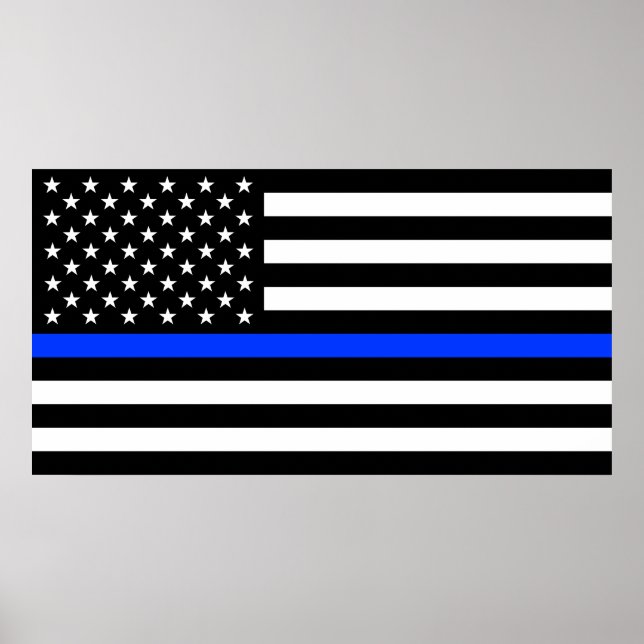 Póster Bandera de la policía delgada de la línea azul (Frente)