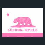 Póster Bandera de la República de California (rosa)<br><div class="desc">La bandera del oso es la bandera oficial del estado de California. El precursor de la bandera ondeó por primera vez durante la Revuelta de la Bandera de Oso de 1846 y también se le conocía como la Bandera de Oso.</div>