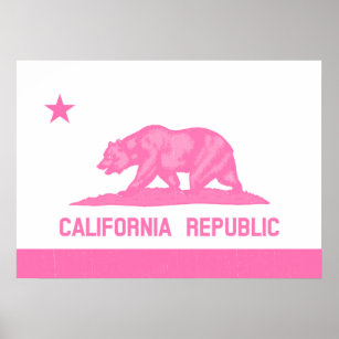 Póster Bandera de la República de California (rosa)