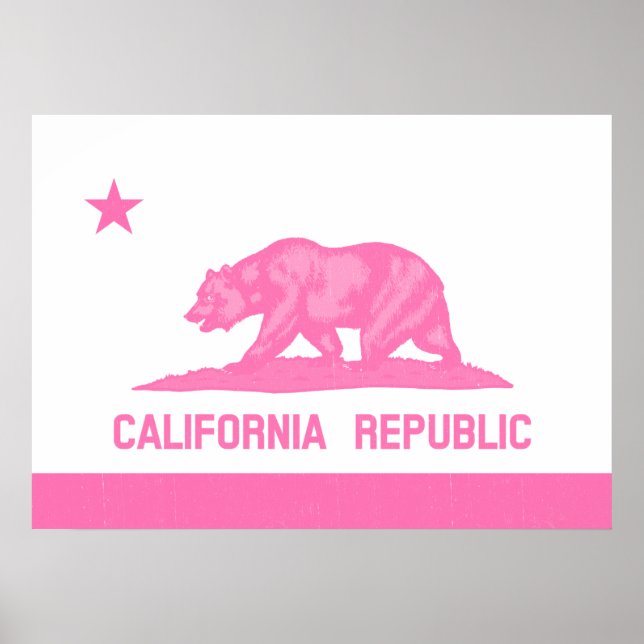Póster Bandera de la República de California (rosa) (Frente)
