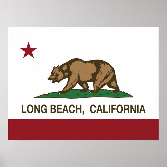 Póster Bandera de la república de Long Beach California (Frente)