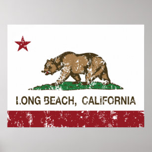 Póster Bandera de la república de Long Beach California
