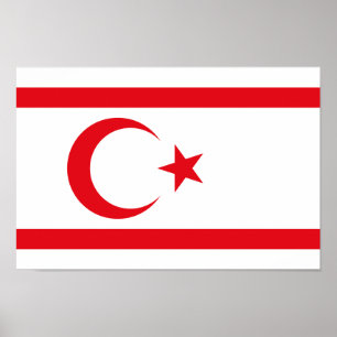 Póster Bandera de la República Turca del Norte de Chipre