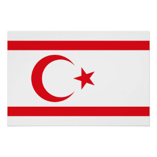 Póster Bandera de la República Turca del Norte de Chipre