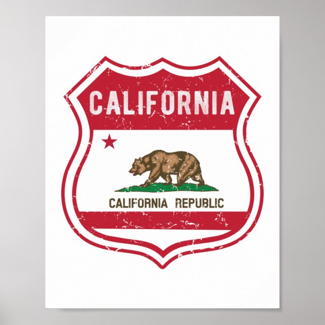 Póster Bandera de la Ruta 66 de California (Frente)