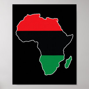 Póster Bandera de la Unia Panafricana Mapa Continente His