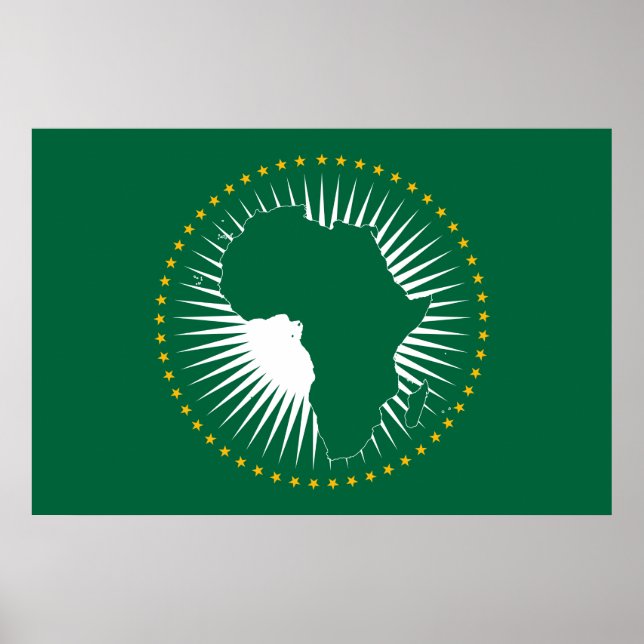 Póster Bandera de la Unión Africana (África) (Panafrica) (Frente)
