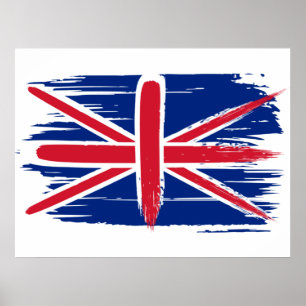 Póster Bandera de la unión británica de pincel