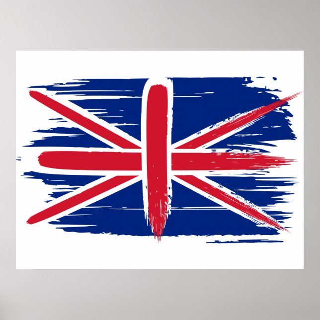 Póster Bandera de la unión británica de pincel (Frente)