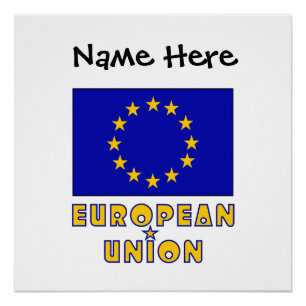 Póster Bandera de la Unión Europea UE Personalización Neg