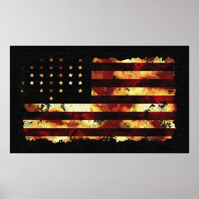 Póster Bandera de la Unión, guerra civil, estrellas y fra (Frente)