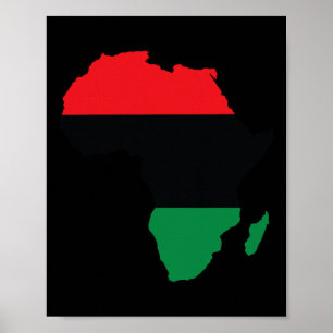 Póster Bandera de la Unión Panafricana Mapa Continente Hi