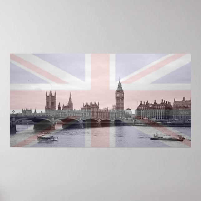 Póster Bandera de la Unión Skyline de Londres (Frente)