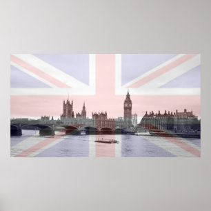 Póster Bandera de la Unión Skyline de Londres