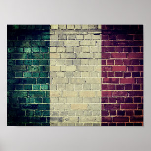 Póster Bandera de la vieja Italia en una pared de ladrill
