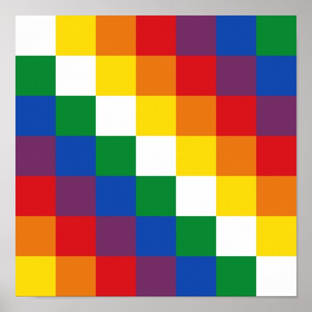 Póster Bandera de la Wiphala Andes Qulla Suyu (Frente)