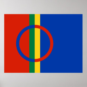 Póster Bandera de Laponia (Navidades) (Sami) (Laplander)