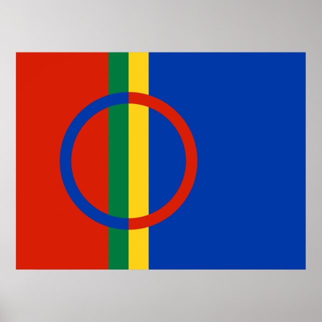 Póster Bandera de Laponia (Navidades) (Sami) (Laplander) (Frente)