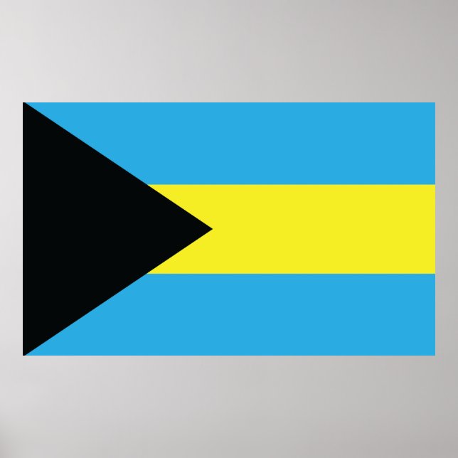 Póster Bandera de las Bahamas en negro, oro y Aquamarine (Frente)