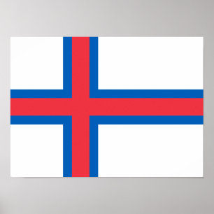 Póster Bandera de las Islas Feroe