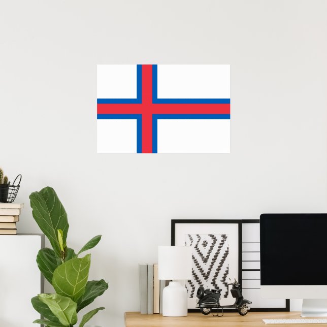 Póster Bandera de las Islas Feroe (Oficina en casa)
