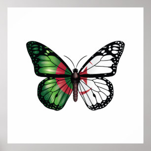 Póster Bandera de las mariposas monarcas de Argelia
