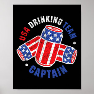 Póster Bandera De Lata De Cerveza Del 4 De Julio Tees De 