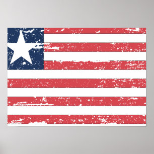 Póster Bandera de Liberia vintage