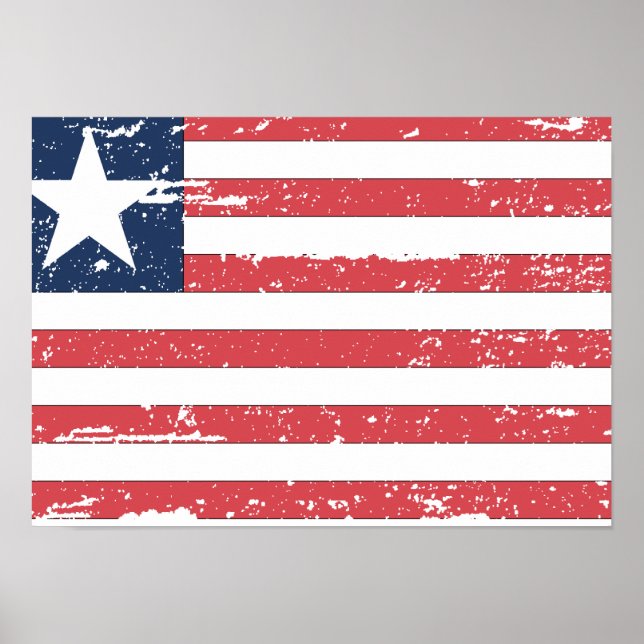 Póster Bandera de Liberia vintage (Frente)