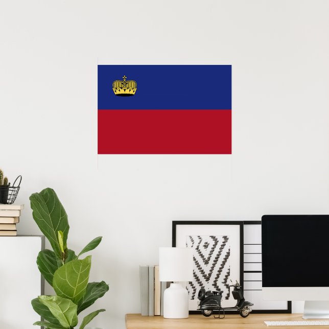 Póster Bandera de Liechtenstein (Oficina en casa)