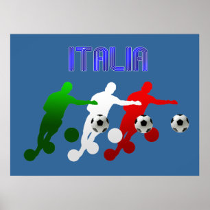 Póster Bandera de los deportes de Italia Calcio de los