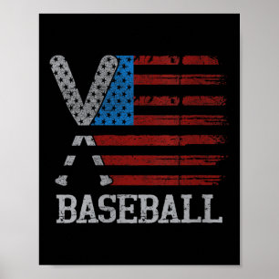 Póster Bandera De Los Ee.Uu. Bates Cruzados De Béisbol Pl