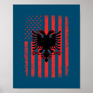 Póster Bandera de los Estados Unidos Bandera albanesa est