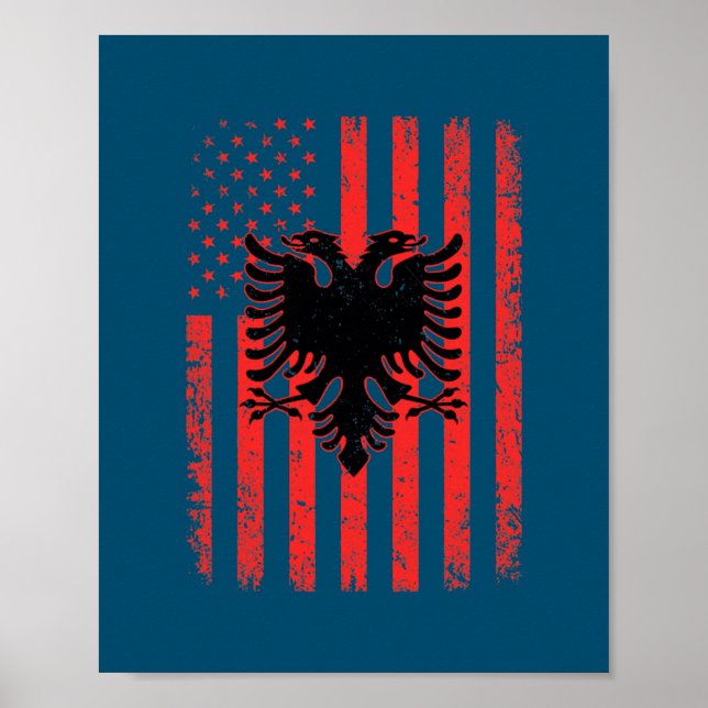 Póster Bandera de los Estados Unidos Bandera albanesa est (Frente)