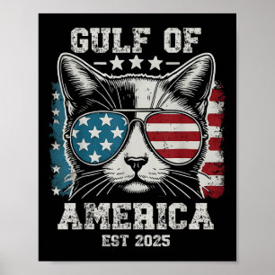Póster Bandera De Los Estados Unidos Del Gato Del Golfo D