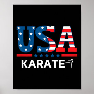 Póster Bandera de los Estados Unidos Karate Equipo Estado