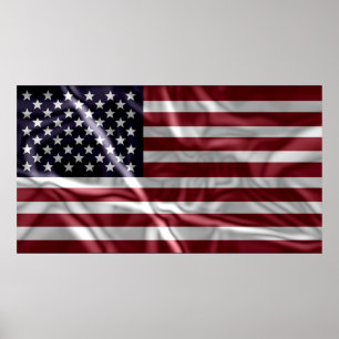Póster Bandera de los Estados Unidos, Vintage con Pliegue