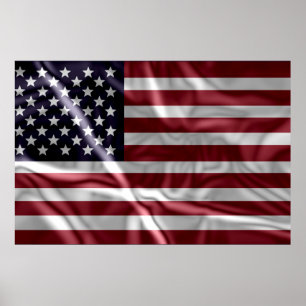 Póster Bandera de los Estados Unidos, Vintage con Pliegue