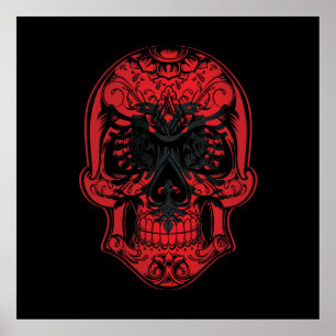 Póster Bandera De Los Rosas Y El Calavero De Albania