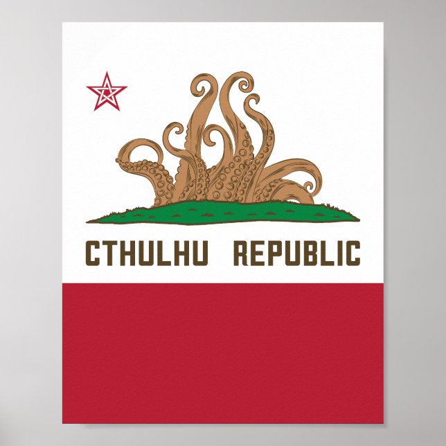 Póster Bandera de Lovecraft de Cthulhu Republic Californi (Frente)