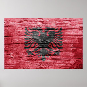 Póster Bandera de madera de Albania