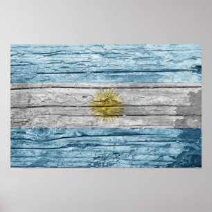 Póster Bandera de madera de Argentina