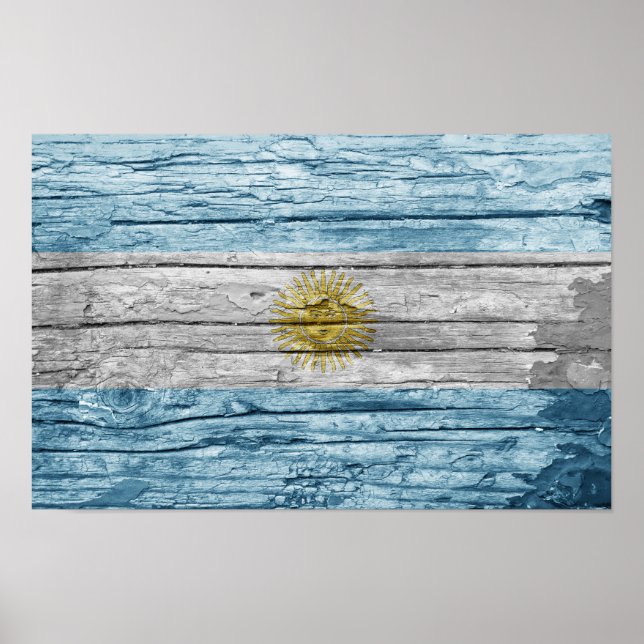 Póster Bandera de madera de Argentina (Frente)