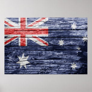 Póster Bandera de madera de Australia