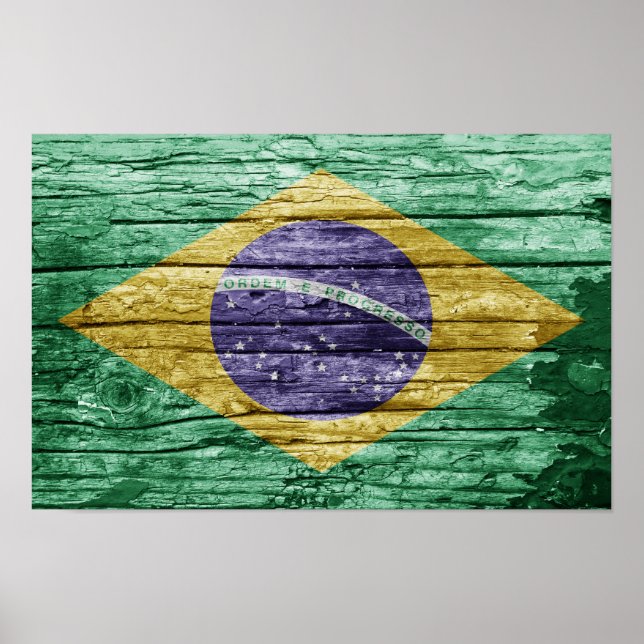 Póster Bandera de madera de Brasil (Frente)