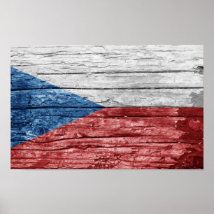 Póster bandera de madera de Chequia
