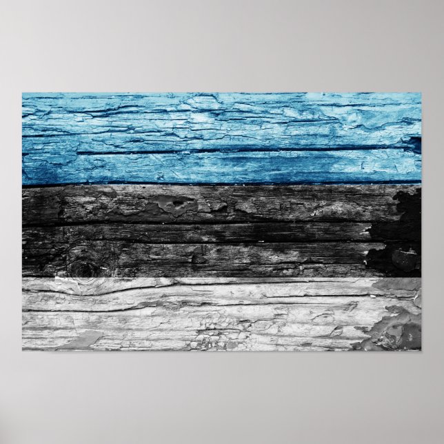 Póster Bandera de madera de Estonia (Frente)