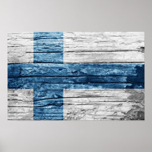 Póster bandera de madera de Finlandia